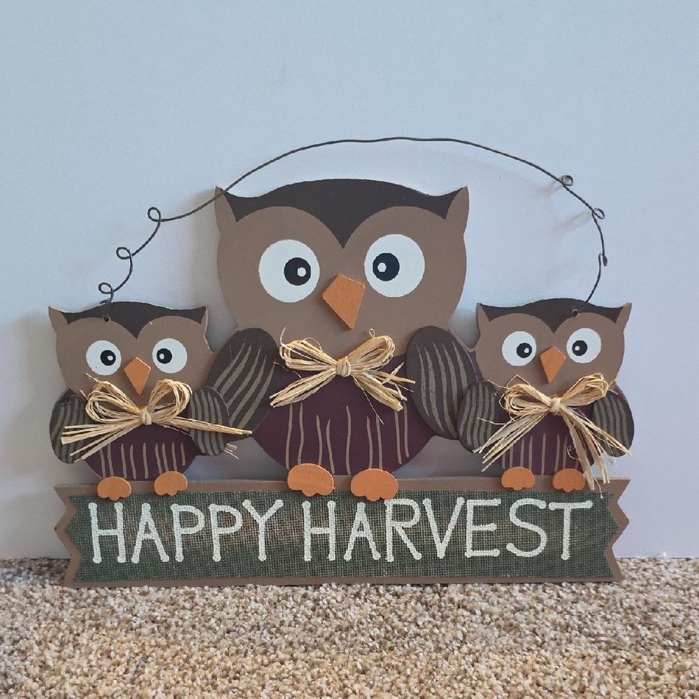 Fall Decor - Happy Harvest Owl Wall Decor